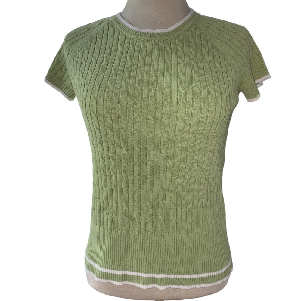 Tiara International sweater shirt sleeve rounded neckline stripes size large